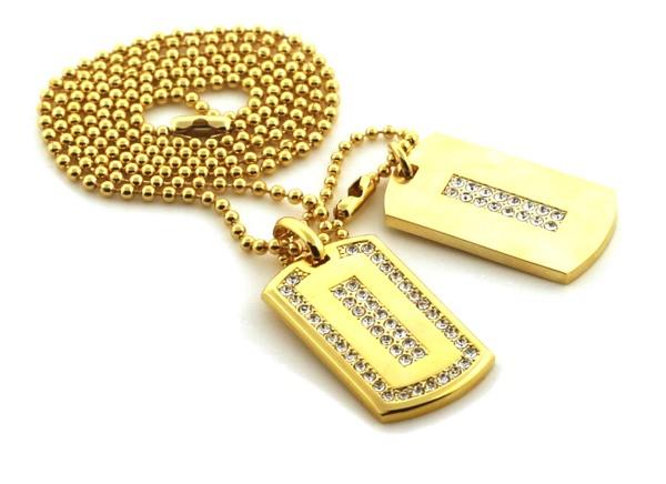 Ice Outline Gold Double Dogtag Set