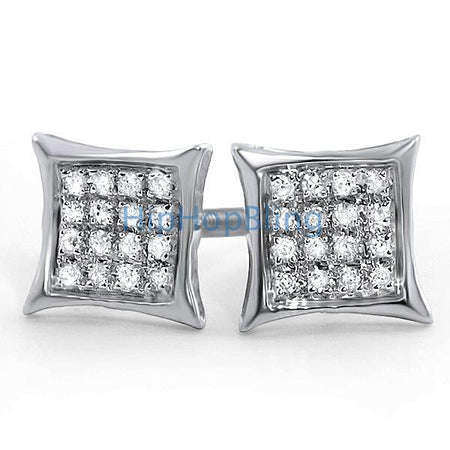 All Black Puffed Box CZ Micro Pave Earrings .925 Silver