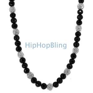 23 Disco Ball Black Bling Bling Necklace