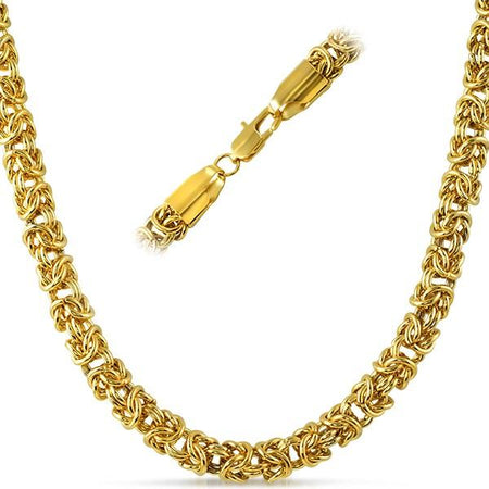 Small Round Link IP Gold Stainless Steel Chain Necklace 3MM