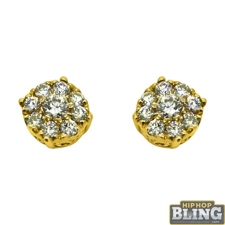 3D Hoop Earrings Gold CZ Micro Pave