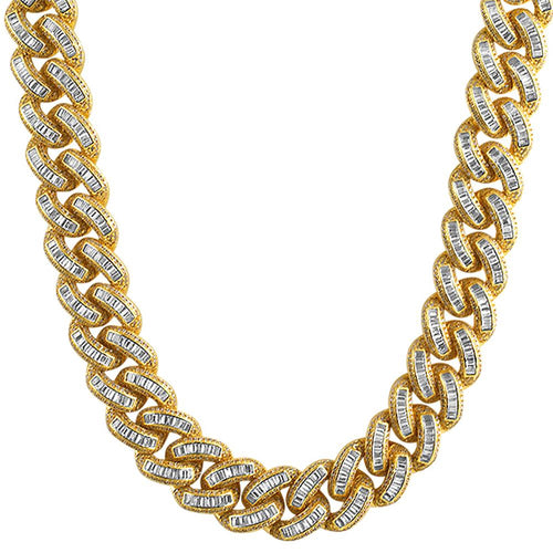 Baguette Lab Diamond CZ 17MM Gold Cuban Chain