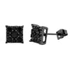 Square Cluster Black CZ Bling Bling Earrings