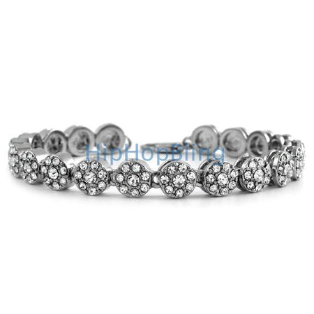 4 Row Bling Bling Iced Out Bracelet Silver * Premium *