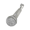 Microphone Hip Hop 3D CZ Rhodium Bling Pendant