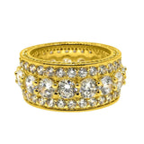 .925 Silver Bling Bling Royal 360 Eternity Band Gold CZ Ring