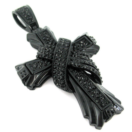 Pyramid Cross Black on Black Iced Out Pendant