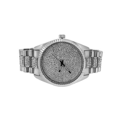 Silver Bling Bling Dress Watch Bracelet Set