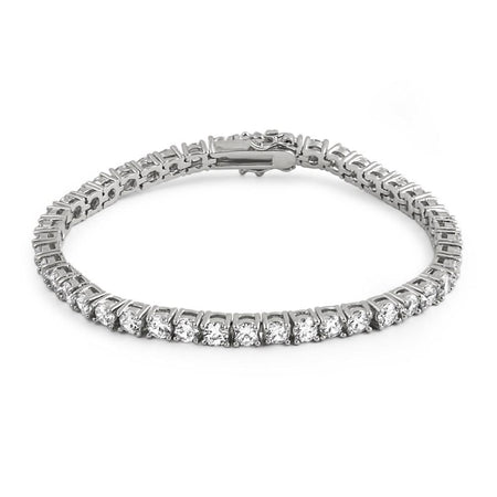 .925 Silver Baguette Cuban Iced Out Bracelet