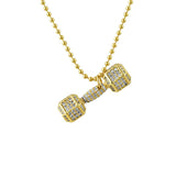 Dumbbell Weight Crossfit Gold Bling Pendant