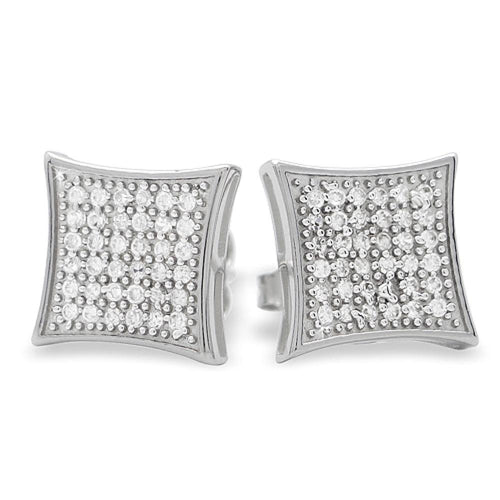 Large Kite CZ Micro Pave Iced Out Earrings .925 Silver