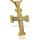 Gold Micro Pave Cross Hip Hop Pendant