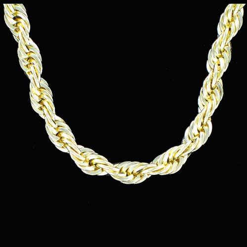 Rope 4mm 24 Inch Gold Plated Hip Hop Chain Necklace