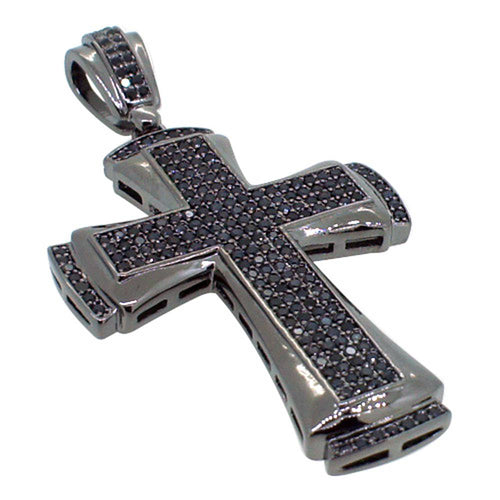 CZ Designer Bling Bling Black Cross Pendant