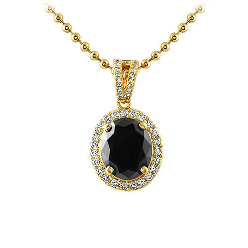 Oval Cut Gem Lab Made Black Diamond Pendant