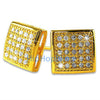 Puffed Box Medium Gold Vermeil CZ Micro Pave Earrings .925 Silver