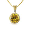 Lab Canary Round .925 Silver Hip Hop Gem Pendant
