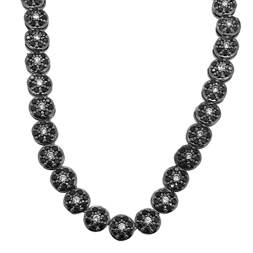 CZ Cluster Bling Bling Chain White Center Black