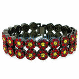 2 Row Cluster Bracelet Red & Yellow Bling Bling