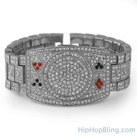 4 Row Bling Bling Iced Out Bracelet Silver * Premium *