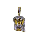 Gold .925 Silver Micro jesus Pendant CZ Iced Out