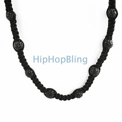 6mm Black Bead Dog Tag Ball Necklace