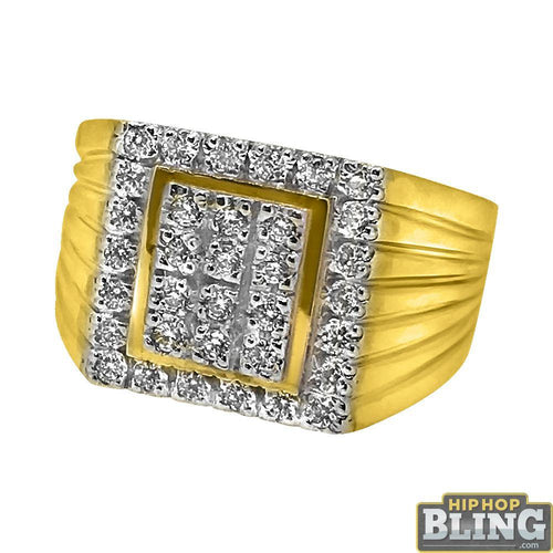 10K Yellow Gold CZ Ice Box Ring