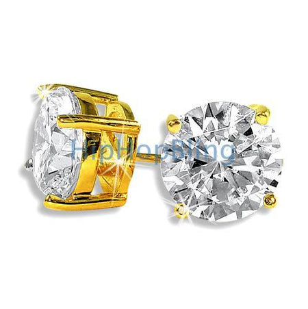 Square Cluster Gold CZ Bling Bling Earrings