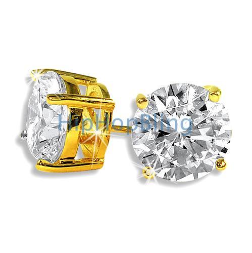 10mm Round CZ Signity Solitaire Gold Vermeil Earrings