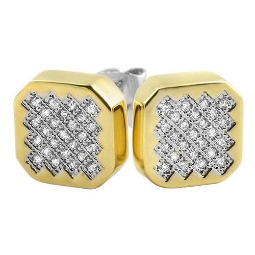 Zig Zag Iced Out CZ Gold Hip Hop Earrings