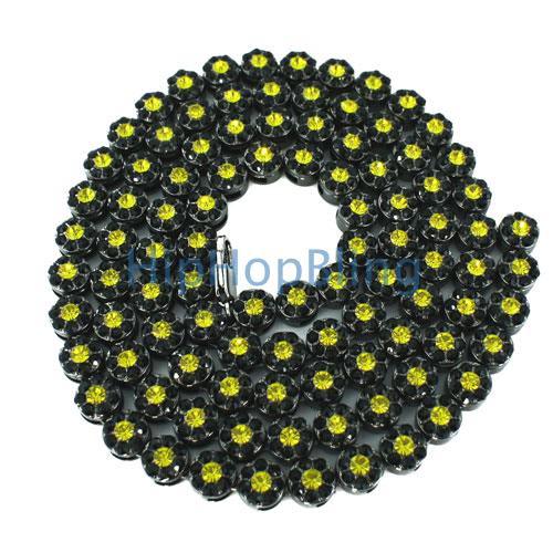 Black and Yellow Iced Out Cluster Chain 750 Stones!!!