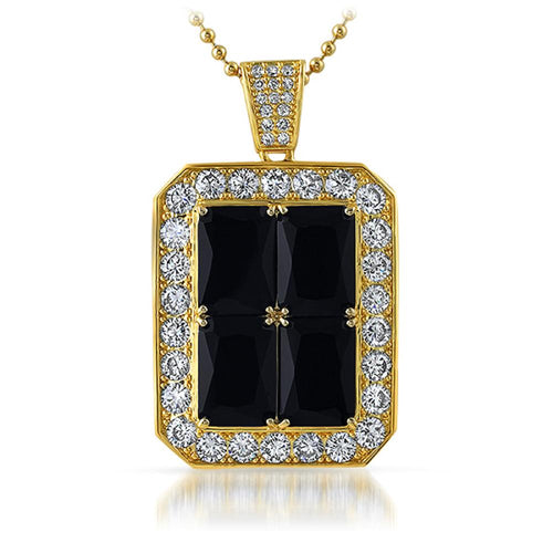 Quad Lab Black Diamond Block Iced out Pendant