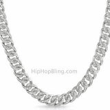 .925 Sterling Silver CZ Rhodium Bling Cuban Chain 10MM