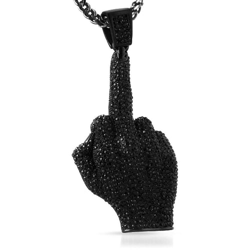 Middle Finger Jet Black Pendant