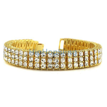 4MM Miami Cuban IP Gold Steel Bracelet Triple Lock