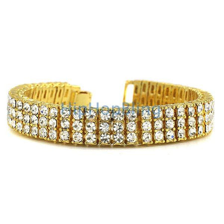 Rick Ross Style Gold Lab Ruby Bracelet Bling