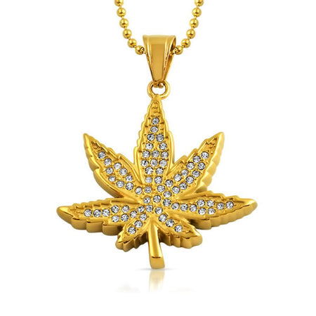 Gold CZ Nail Cross Bling Pendant 3D