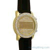 LED Digital Round Face Gold Bling Watch Black Band