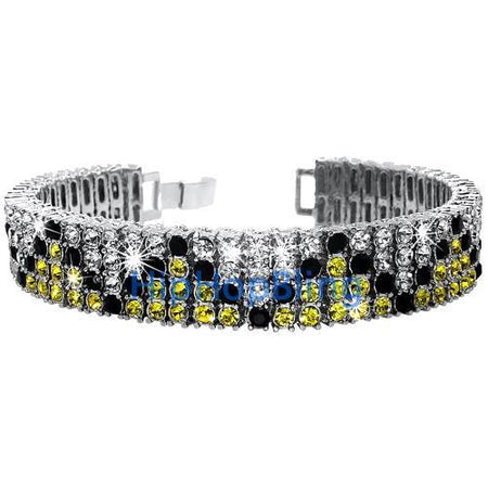 Candy Cane Blue & White 8 Row Bling Bracelet
