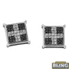 .25 Carat Black White Diamond Cross Box Bling Earrings