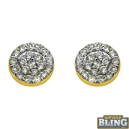Radiant Baguette Gold CZ Micro Pave Bling Earrings