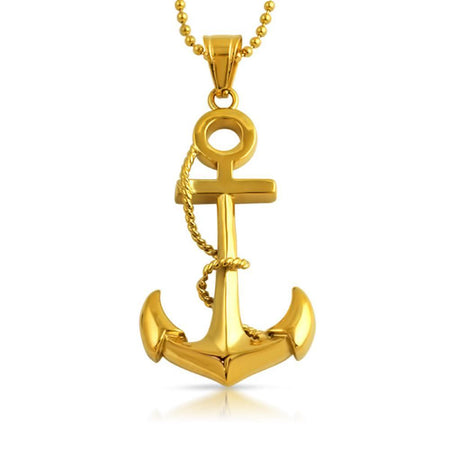 Nautical Anchor Sailor Pendant Gold Steel