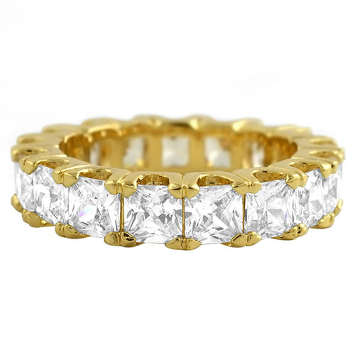 Princess Cut CZ Eternity Gold Bling Bling Ring