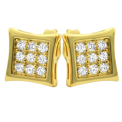 Kite Small Gold CZ Micro Pave Bling Earrings