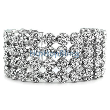 12 Row Totally Iced Out Bracelet Silver * Premium *