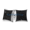 Large Puffed Kite Black CZ Micro Pave Earrings .925 Silver