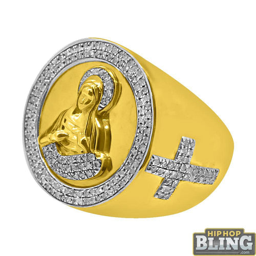 Mary Christian Diamond Mens Ring Gold .925 Silver