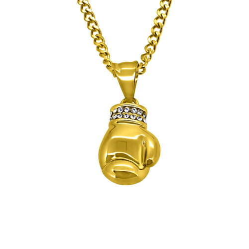 Gold Micro Boxing Glove Hip Hop Pendant