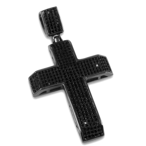 Black Diamond CZ Cross Tapered Bling Bling Pendant