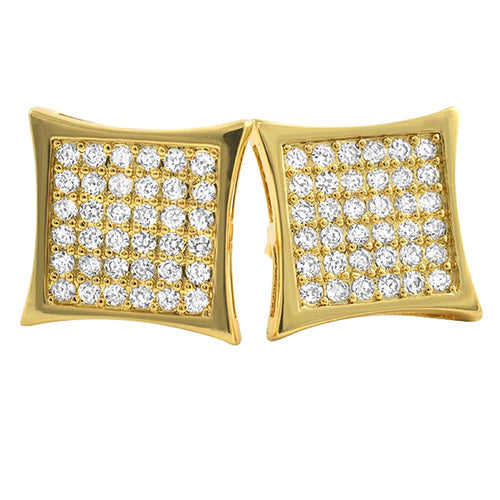 Kite 72 Stones CZ Gold Bling Bling Earrings